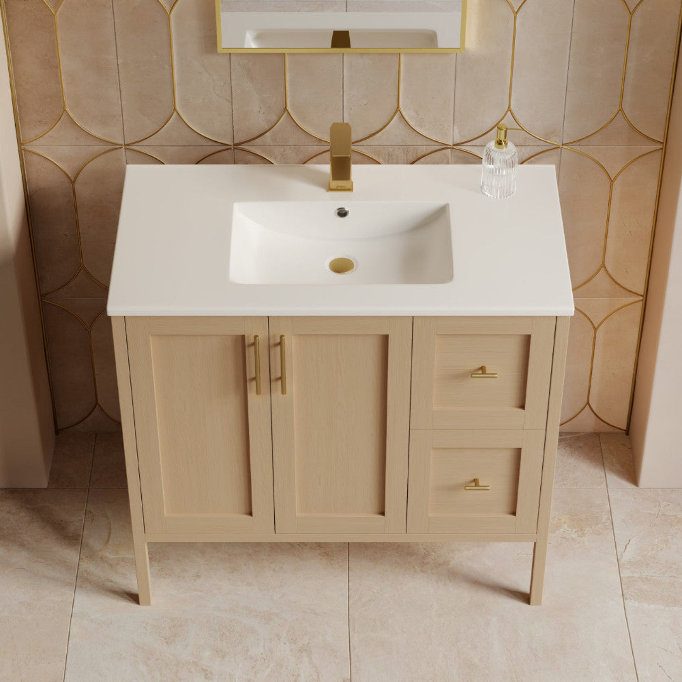 Swiss Madison Forme 36" Modular Freestanding Bathroom Vanity with Sink Top in Natural Oak - SM-BV10101NO-W1