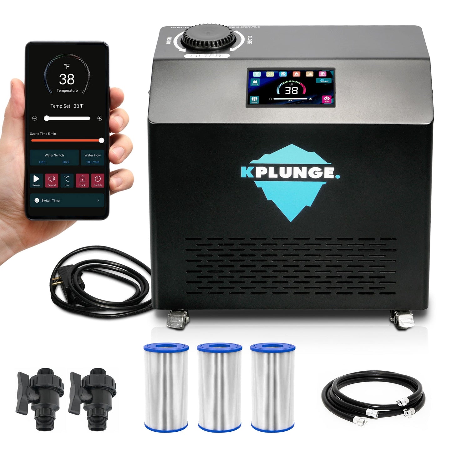 Gale Cold Plunge Chiller and Heater- 1 HP in Black with 38°F to 104°F Cooling an - 1769670063550_691