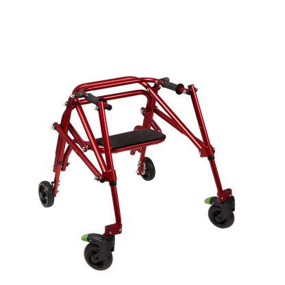 Tru Grit Klip 4 Wheeled Lightweight Walker/Gait Trainer with Seat – Small Red - 1770268416621_503