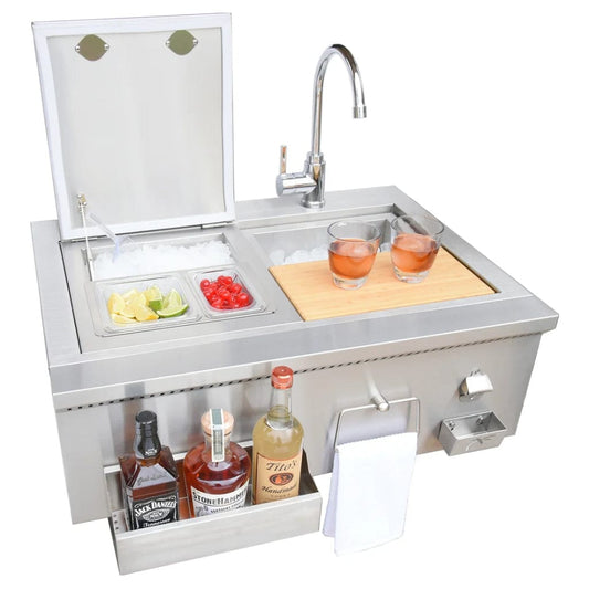 Kokomo Grills 30" Built-in Bartender Cocktail Station With Sink Bottle Opener an