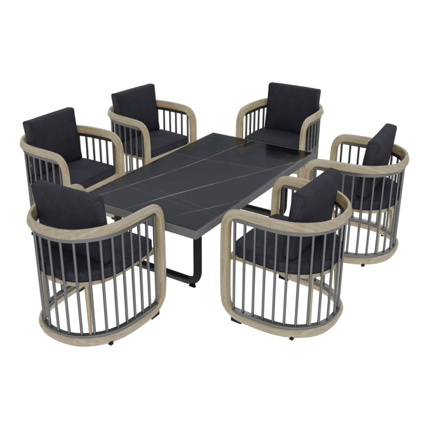 Char-Griller Klyra 7-Piece Aluminum Dining Set with 1 Rectangular Dining Table and 6 Dining C - 1769762175448_720