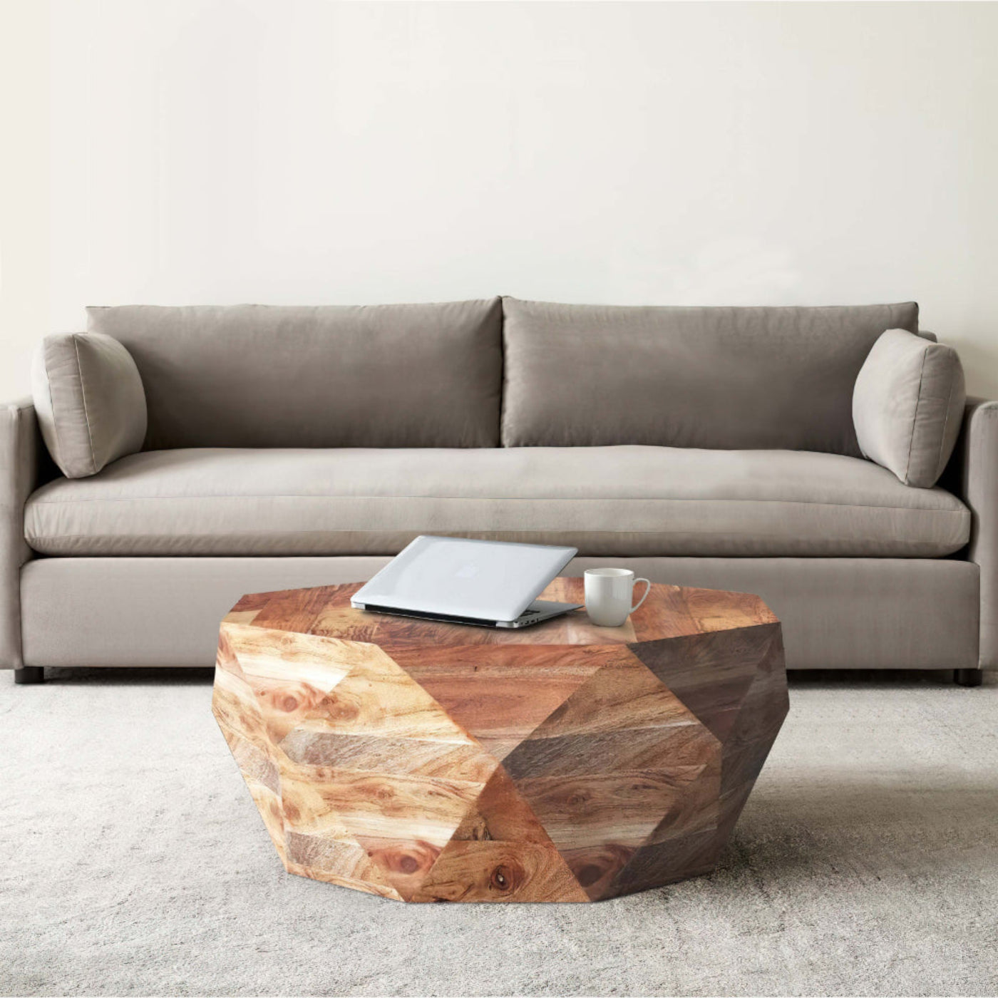 Char-Griller Bon 33 Inch Diamond Shape Acacia Wood Coffee Table With Smooth Top, Natural Brow - 1769842580606_94