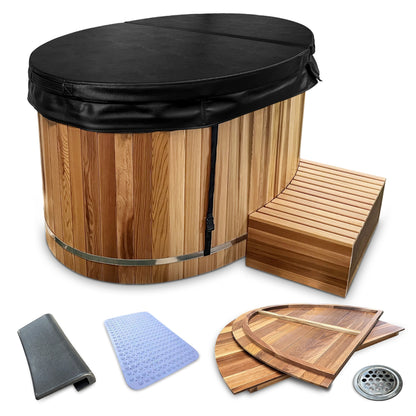Char-Griller 62 in. 2-Person 0-Jet Cedar Cold Plunge Ice Bath/Hot Tub with 24 in. Depth and 1 - 1769674380468_305