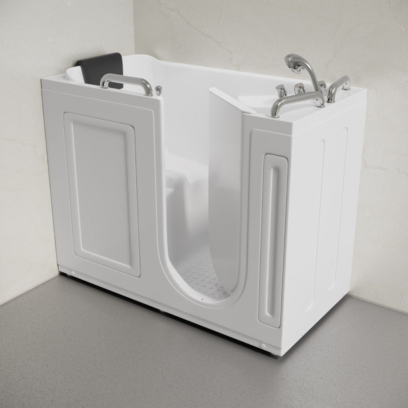 Char-Griller Auvergne 53" x 27" ADA Right Drain Walk-in Soaking Bathtub in Glossy White, Fauc - 1769834615694_673