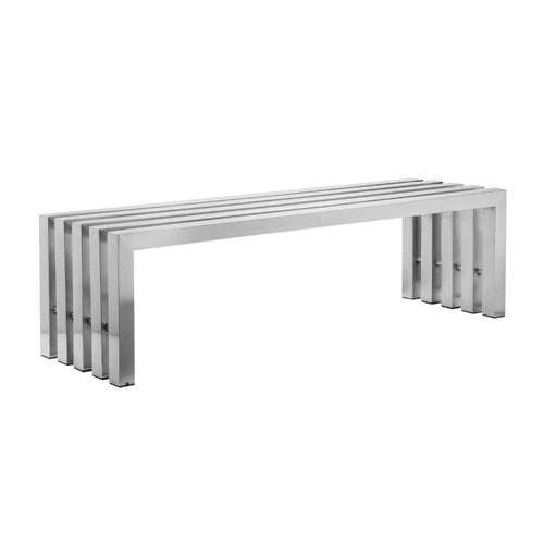 Namo 58 Inch Accent Bench, Sleek Modern Design, Rectangular, Chrome Metal - BM31