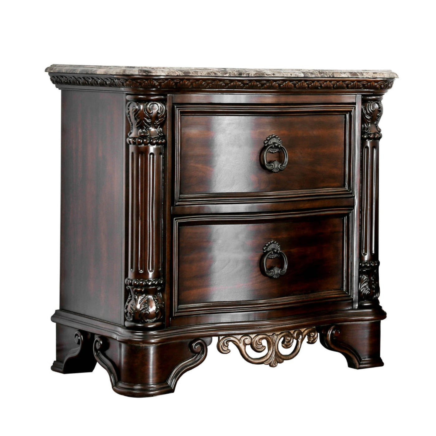Char-Griller Transitional Wood Night Stand With Genuine Marble Top, Brown - BM182950 - 1769840507270_51