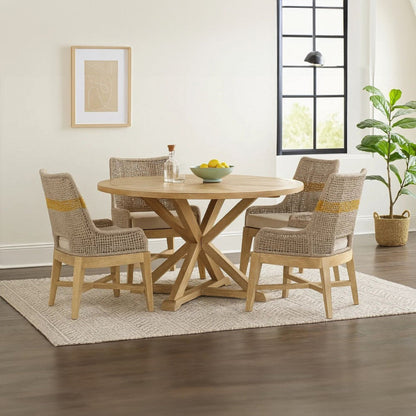 Avira Dining Chair | Handcrafted Mango Wood | Cotton Rope Weaving | Beige Cushio - 1769671806284_970