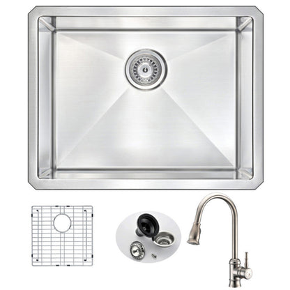 Akicon ANZZI VANGUARD Undermount 23 in. Single Bowl Kitchen Sink w/ Sails - _1783270330202_926