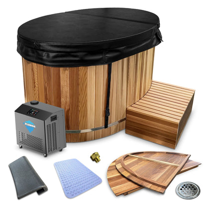 Char-Griller 62 in. 2-Person 0-Jet Cedar Cold Plunge  Ice Bath Tub/Hot Tub with 3/4 HP Powerf - _1769759216024_649