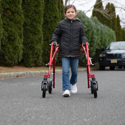 Tru Grit Klip 4 Wheeled Lightweight Walker/Gait Trainer with 8" Wheels – Small Red - 1770268441880_269