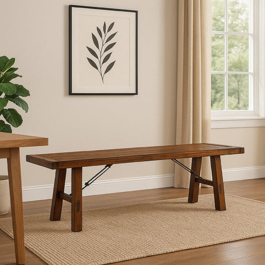 Char-Griller Reggie Bench, 72 Inch Brown Mahogany Wood, Metal Turnbuckle Accents -BM324853 -1769838418311_514