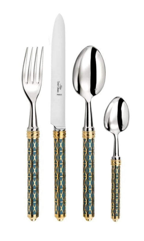 Louxor Gold & Blue 5-Piece Place Setting - - 1769848363925_170