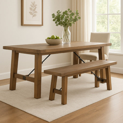 Char-Griller Yael Bench, 72 Inch Light Brown Mindi and Mahogany, Turnbuckle Accents -BM324852 - 1769760207328_535