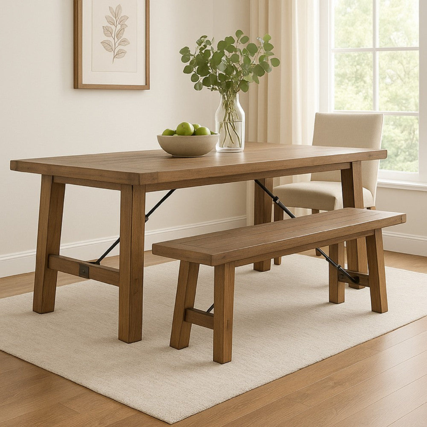 Char-Griller Yael Bench, 72 Inch Light Brown Mindi and Mahogany, Turnbuckle Accents -BM324852 - 1769760207328_535