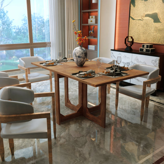 Char-Griller 62 Inch Rectangular Dining Table, Handcrafted Natural Mango Wood with Magnetic C -  1769834551407_246