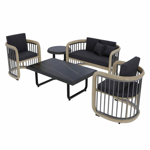 Char-Griller Klyra Patio Furniture Set – 5-Piece Aluminum Seating in Grey - 1769832440107_396