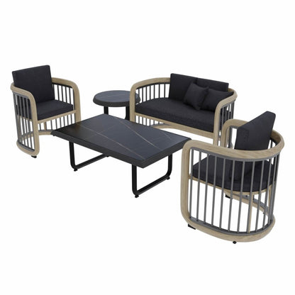 Char-Griller Klyra Patio Furniture Set – 5-Piece Aluminum Seating in Grey - 1769832440107_396