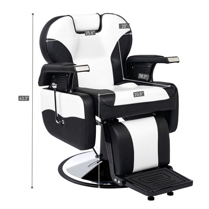 OmySalon BC1201 Classical Style Heavy Duty Hydraulic Reclining Barber Chair - G59000267