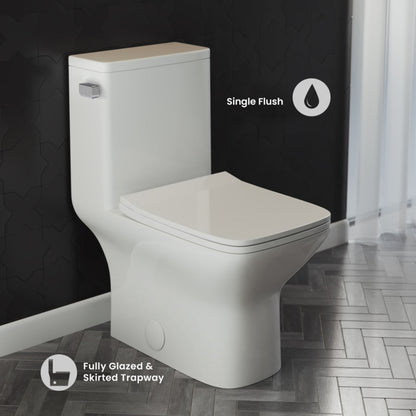 Swiss Madison Carre One Piece Square Toilet Left Side Flush, 10" Rough-In 1.28 gpf - SM-1T272