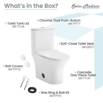 Swiss Madison Cascade One-Piece Toilet Dual-Flush 0.8/1.28 gpf - SM-1T129