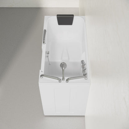 Swiss Madison Auvergne 53" x 27" ADA Right Drain Walk-in Soaking Bathtub in Glossy White, Faucet Set, Drain, Grab Bars, Pillow Included - SM-AB6802GW
