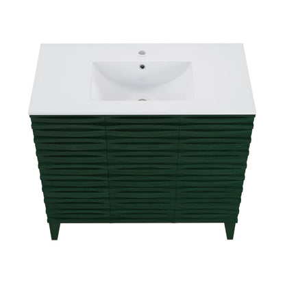 Swiss Madison Cascade 36" Freestanding Bathroom Vanity in Green Oak with Sink Top - SM-BV471GA