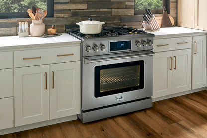 Thor Kitchen 36-Inch Propane Gas Range with 6.0 Cu. Ft. Self-Cleaning Oven, Air Fryer, Tilt Panel in Stainless Steel  - TRG3601LP