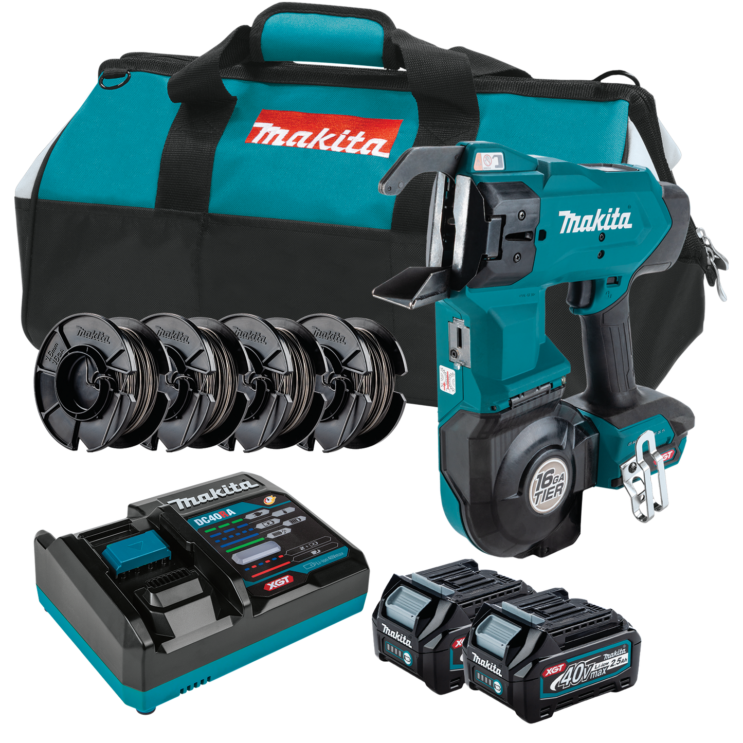 Makita GRT01D 40V max XGT Lithium‑Ion Brushless 16 Gauge Rebar Tying Tool Kit (2.5 Ah) - GRT01D