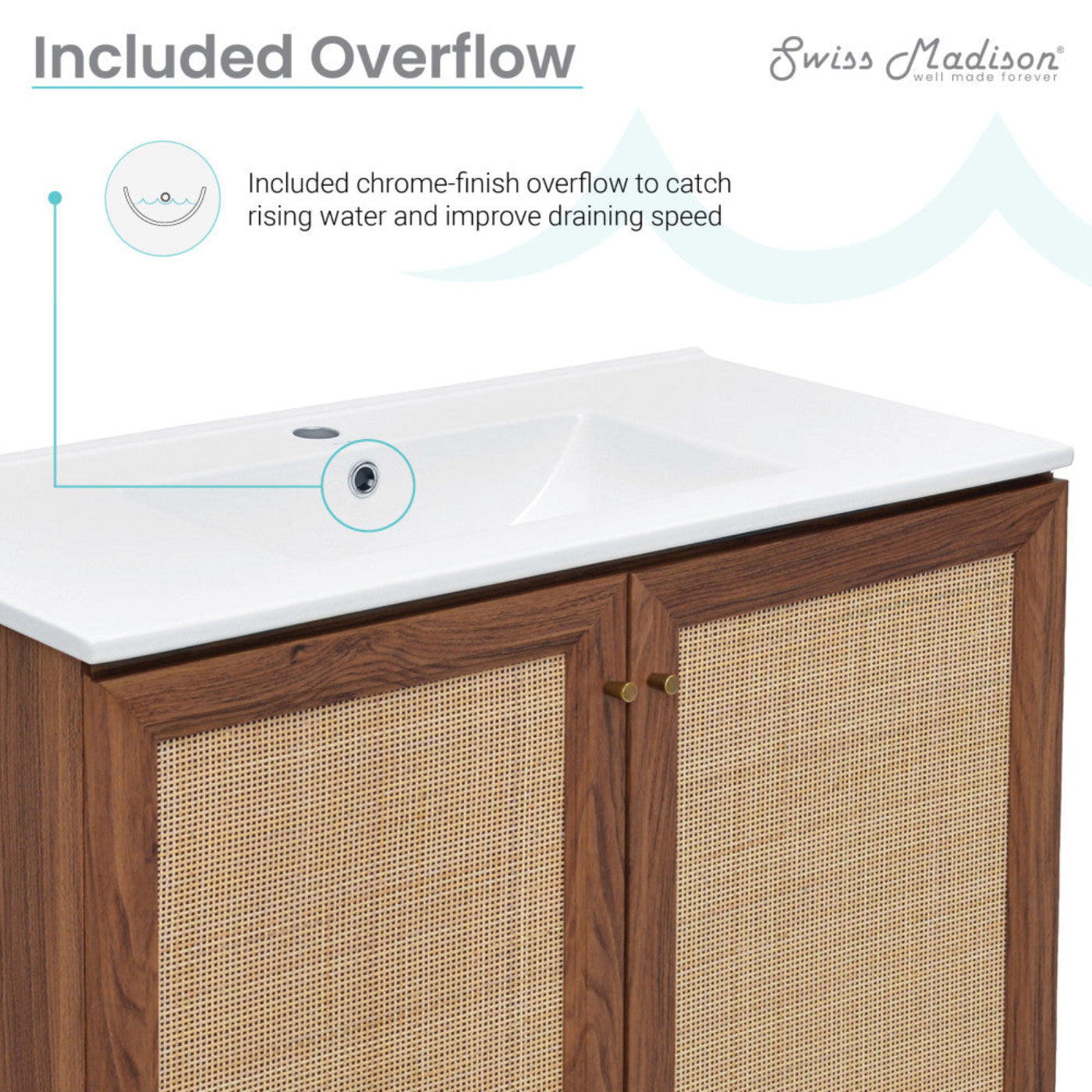 Swiss Madison Classe 36" Freestanding Bathroom Vanity in Brown Oak with Sink Top - SM-BV663WN