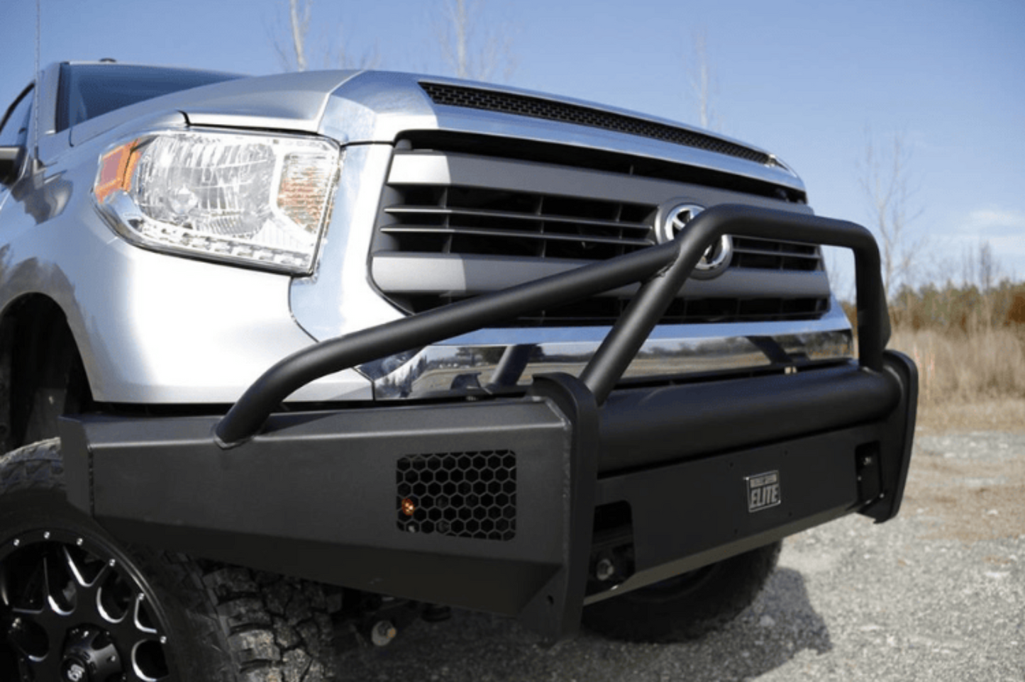 Fab Fours TT07-R1862-1 Toyota Tundra 2007-2013 Black Steel Elite Front Bumper Winch Ready with Pre-Runner Guard