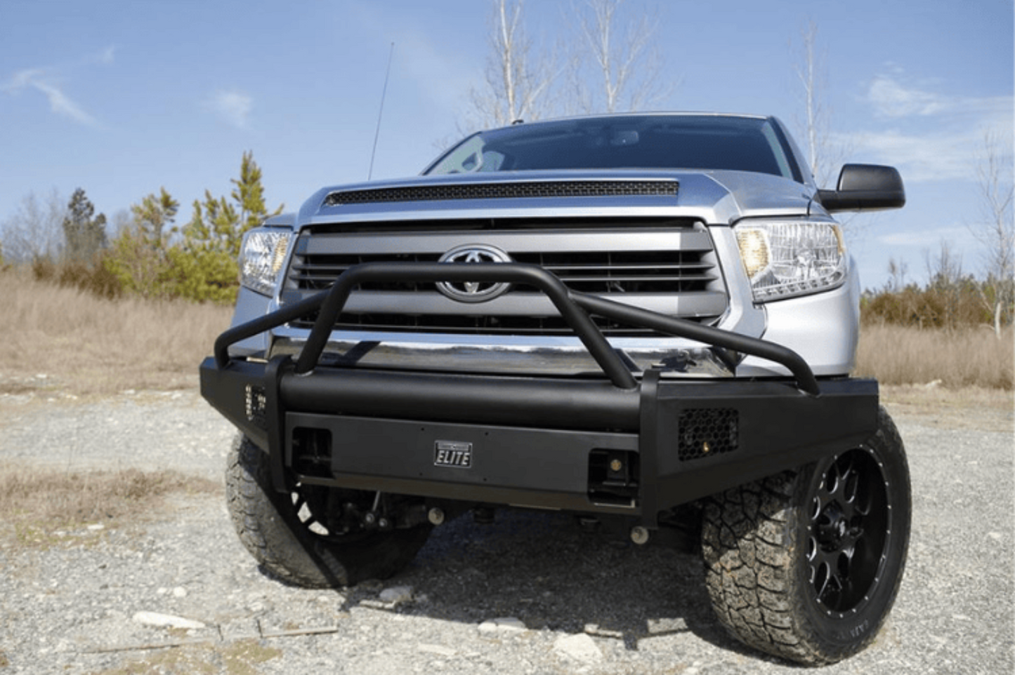 Fab Fours TT07-R1862-1 Toyota Tundra 2007-2013 Black Steel Elite Front Bumper Winch Ready with Pre-Runner Guard