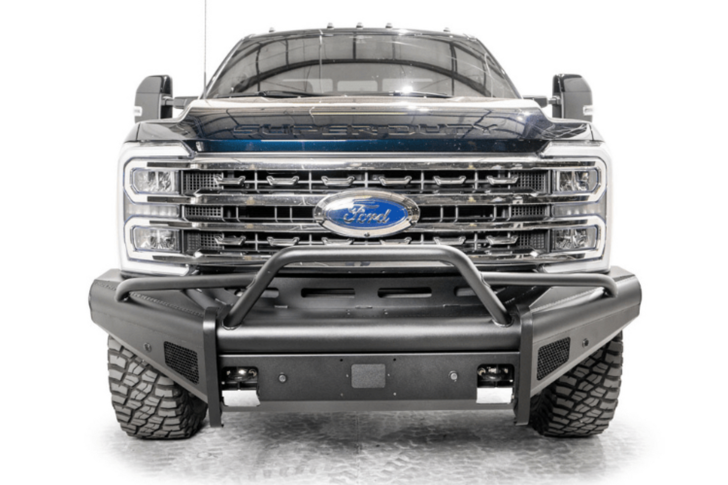 Fab Fours FS23-Q5962-1 Ford F250/F350 Superduty 2023-2025 Black Steel Elite Front Bumper Pre-Runner Guard