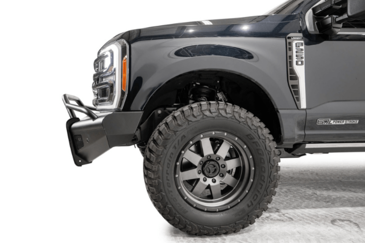 Fab Fours FS23-Q5962-1 Ford F250/F350 Superduty 2023-2025 Black Steel Elite Front Bumper Pre-Runner Guard