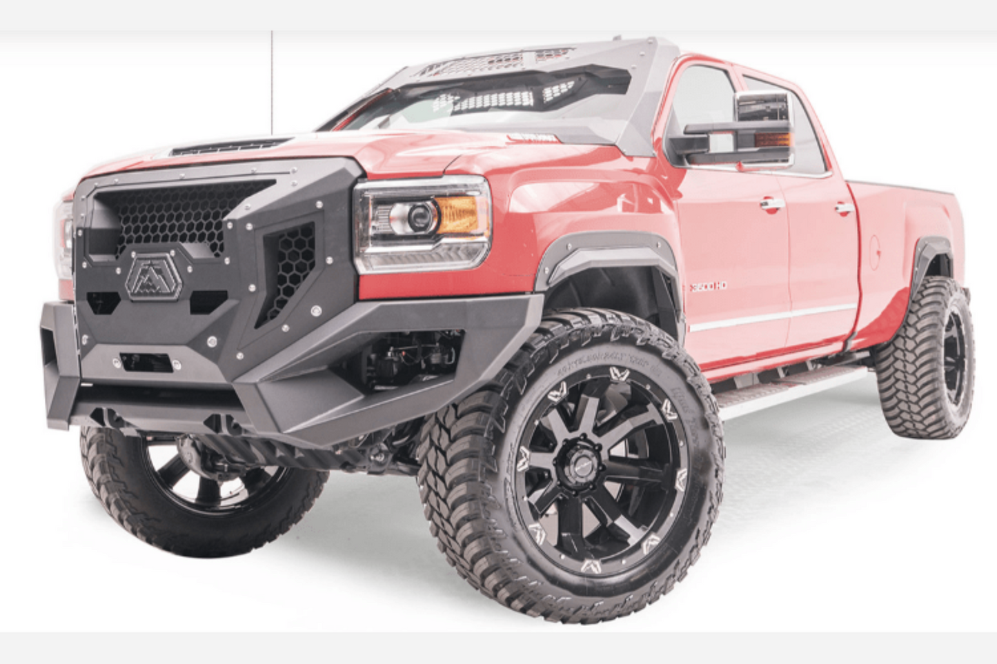 Fab Fours GR3100-1 GMC Sierra 2500/3500 2015-2019 Grumper Front Bumper Winch Ready Integrated Sensor Holes