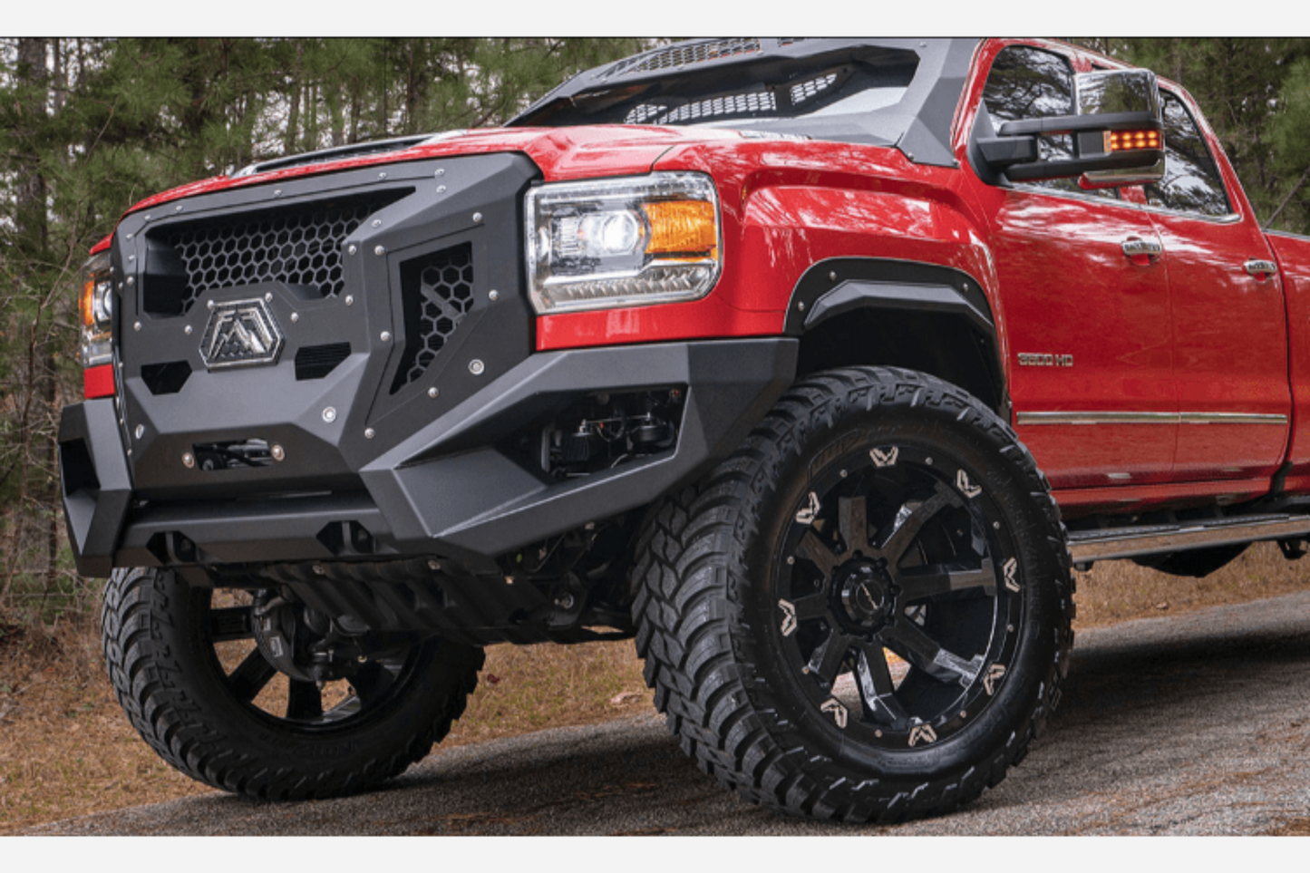 Fab Fours GR3100-1 GMC Sierra 2500/3500 2015-2019 Grumper Front Bumper Winch Ready Integrated Sensor Holes