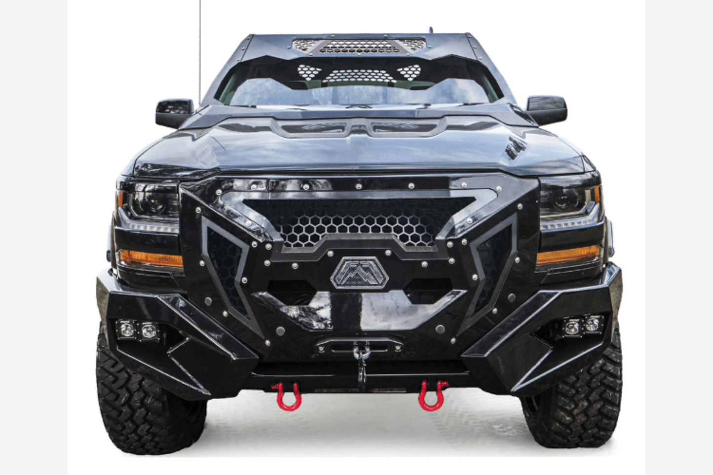 Fab Fours GR3800-1 Chevy Silverado 1500 2016-2018 Grumper Front Bumper Winch Ready Integrated Sensor Holes