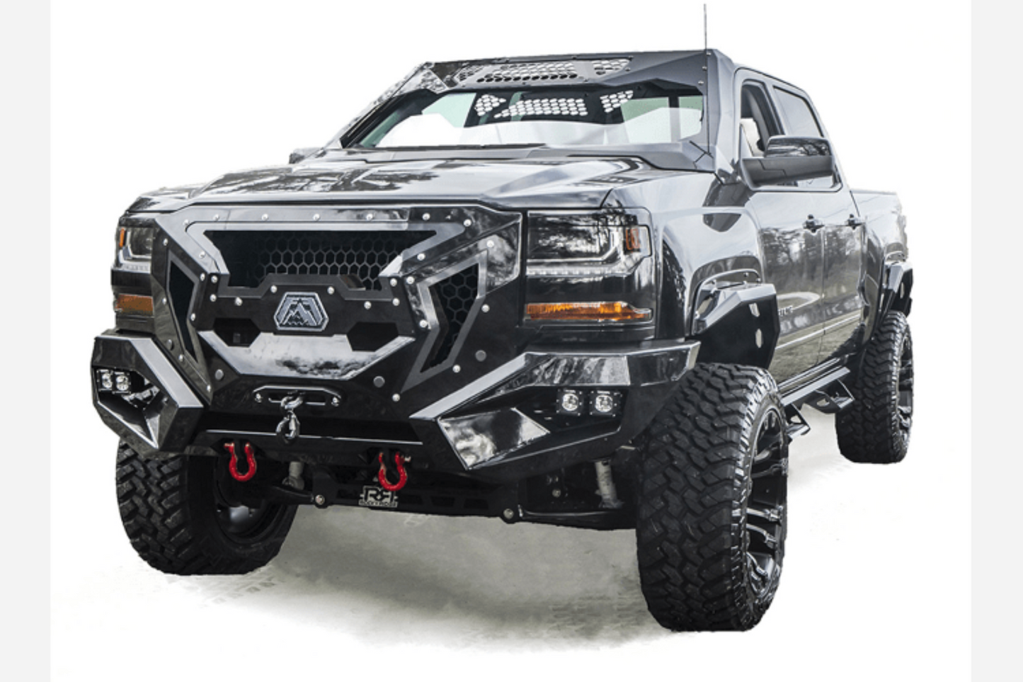 Fab Fours GR3800-1 Chevy Silverado 1500 2016-2018 Grumper Front Bumper Winch Ready Integrated Sensor Holes