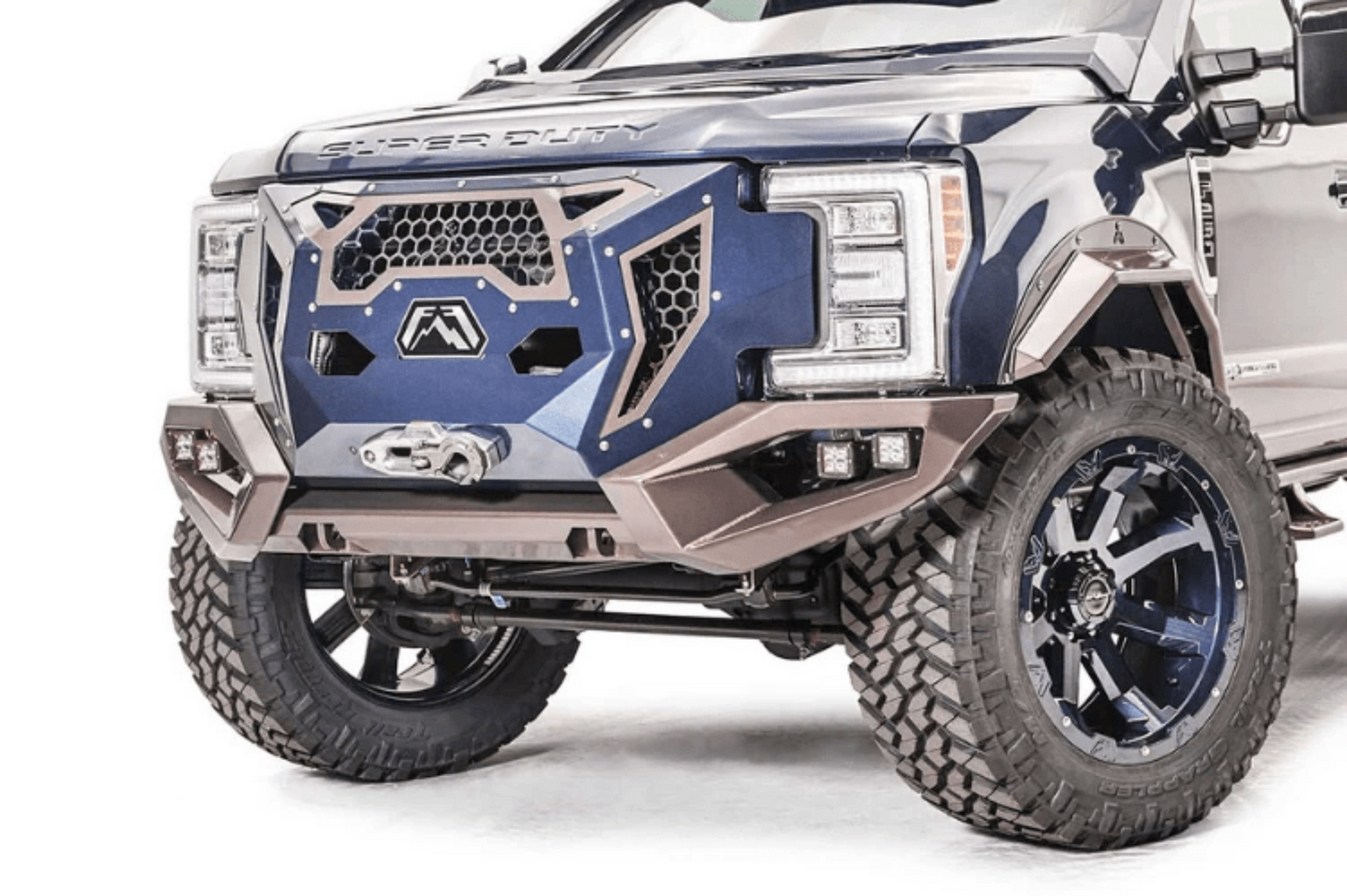 Fab Fours GR4100-1 Ford F250/F350 Superduty 2017-2022 Grumper Front Bumper Winch Ready Integrated Sensor Holes