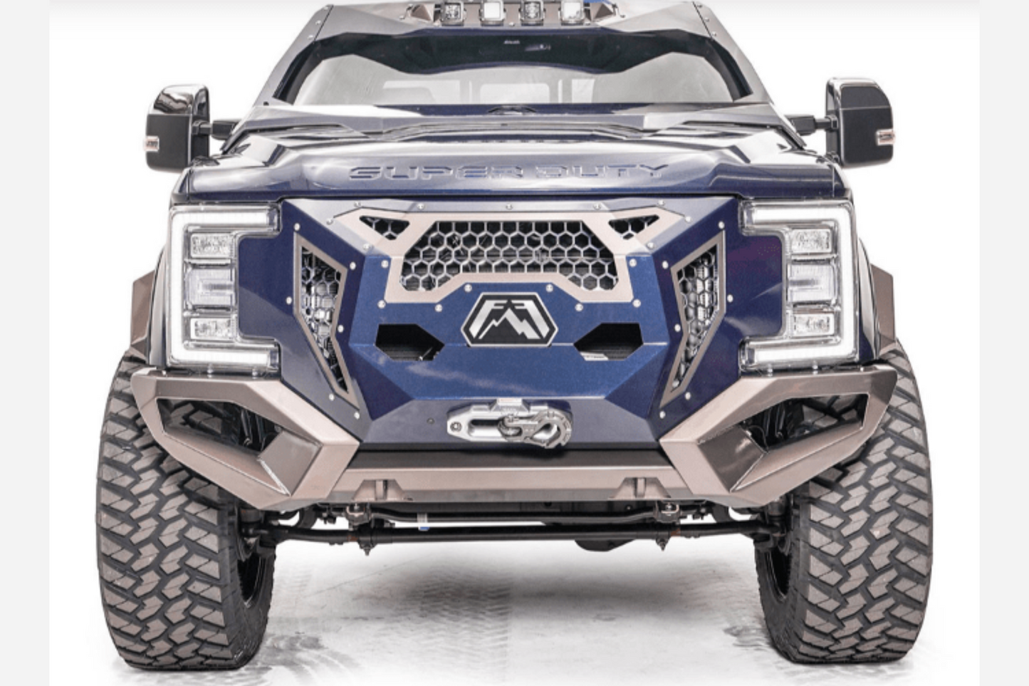 Fab Fours GR4100-1 Ford F250/F350 Superduty 2017-2022 Grumper Front Bumper Winch Ready Integrated Sensor Holes