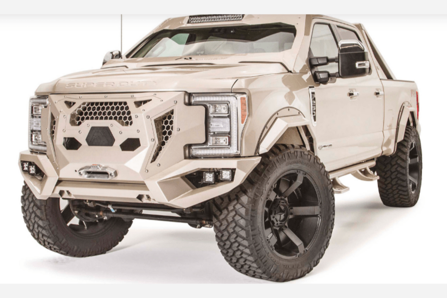 Fab Fours GR4100-1 Ford F250/F350 Superduty 2017-2022 Grumper Front Bumper Winch Ready Integrated Sensor Holes