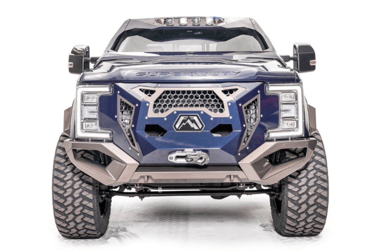 Fab Fours GR4100-1 Ford F450/F550 Superduty 2017-2022 Grumper Front Bumper Winch Ready Integrated Sensor Holes