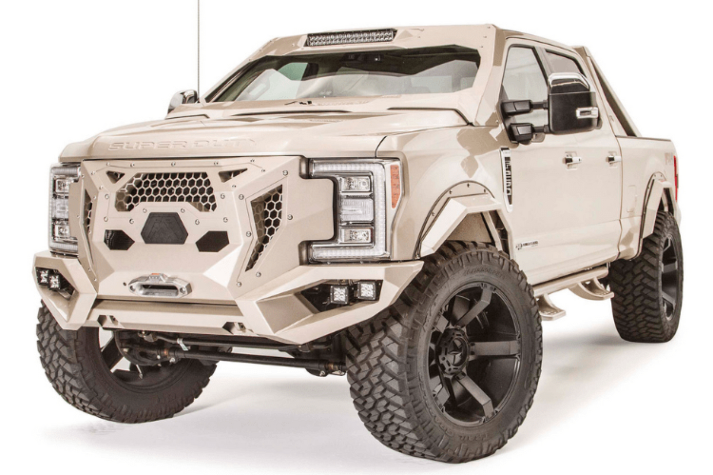 Fab Fours GR4100-1 Ford F450/F550 Superduty 2017-2022 Grumper Front Bumper Winch Ready Integrated Sensor Holes