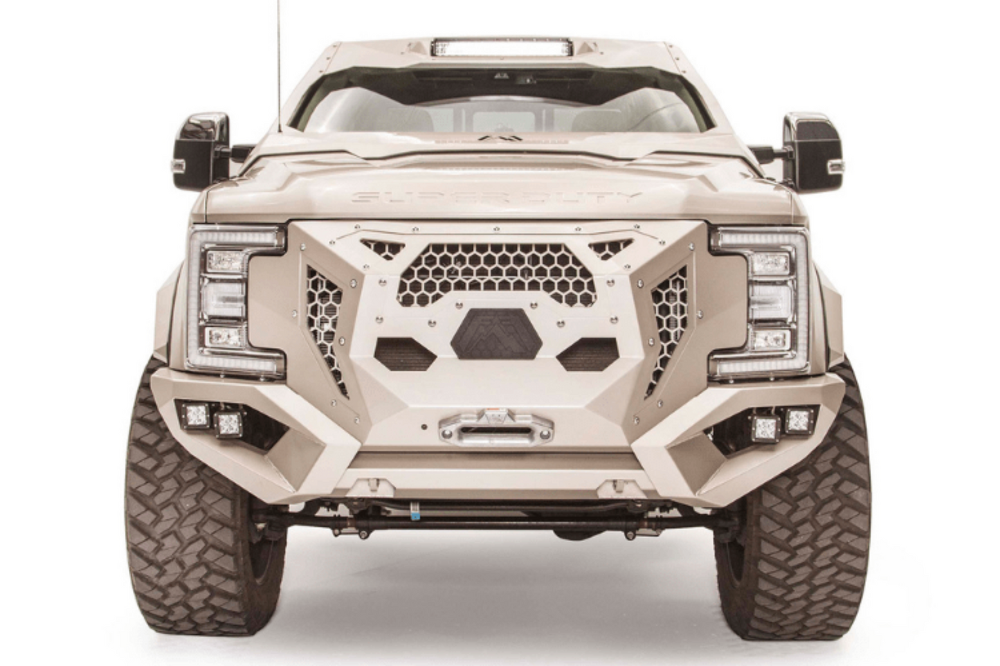 Fab Fours GR4100-1 Ford F450/F550 Superduty 2017-2022 Grumper Front Bumper Winch Ready Integrated Sensor Holes