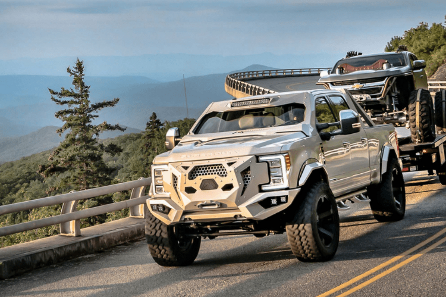 Fab Fours GR4100-1 Ford F450/F550 Superduty 2017-2022 Grumper Front Bumper Winch Ready Integrated Sensor Holes