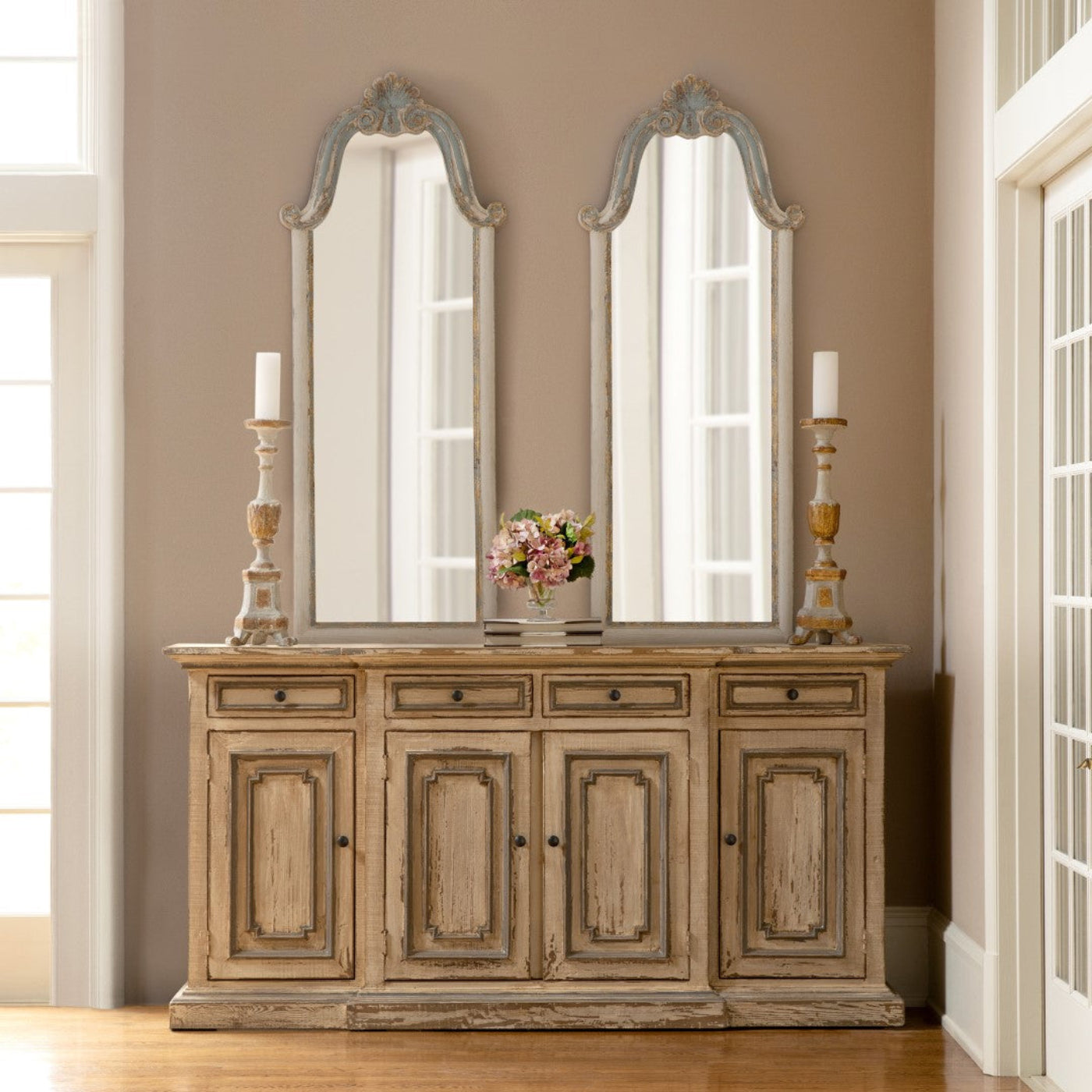 Park Hill Collection Vestibule Full-Length Carved Wood Mirror - Elegant Rustic Design for Glamorous Home Décor -  EWI26161