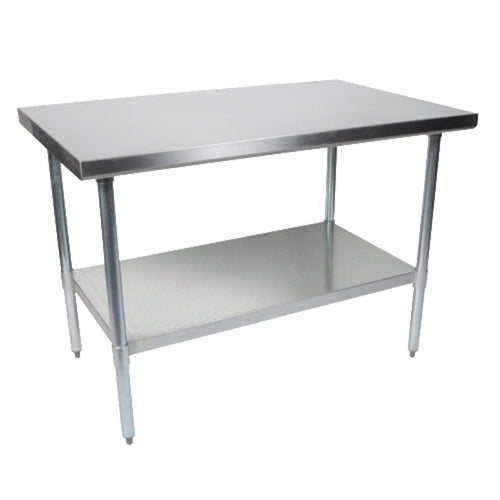 John Boos FBLG4830 Stainless Steel 48" x 30" Worktable, Galvanized Undershelf - JBFBLG4830