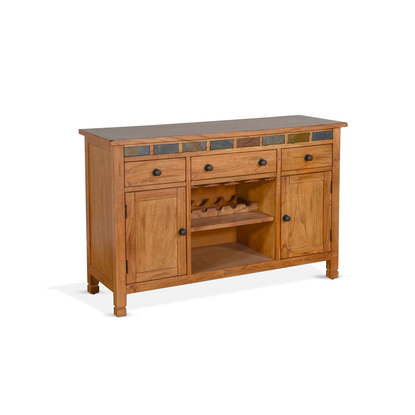 Sunny Designs Sedona - Wood Buffet With Natural Slate - Rustic Oak - 1903RO2-B2