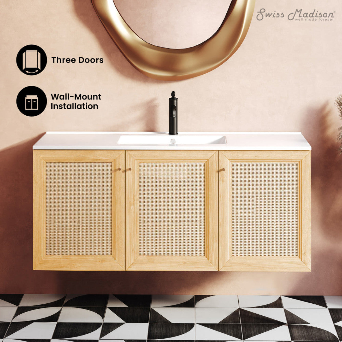 Swiss Madison Classe 48" Wall-Mounted Bathroom Vanity in Natural Oak - SM-BV2807NO