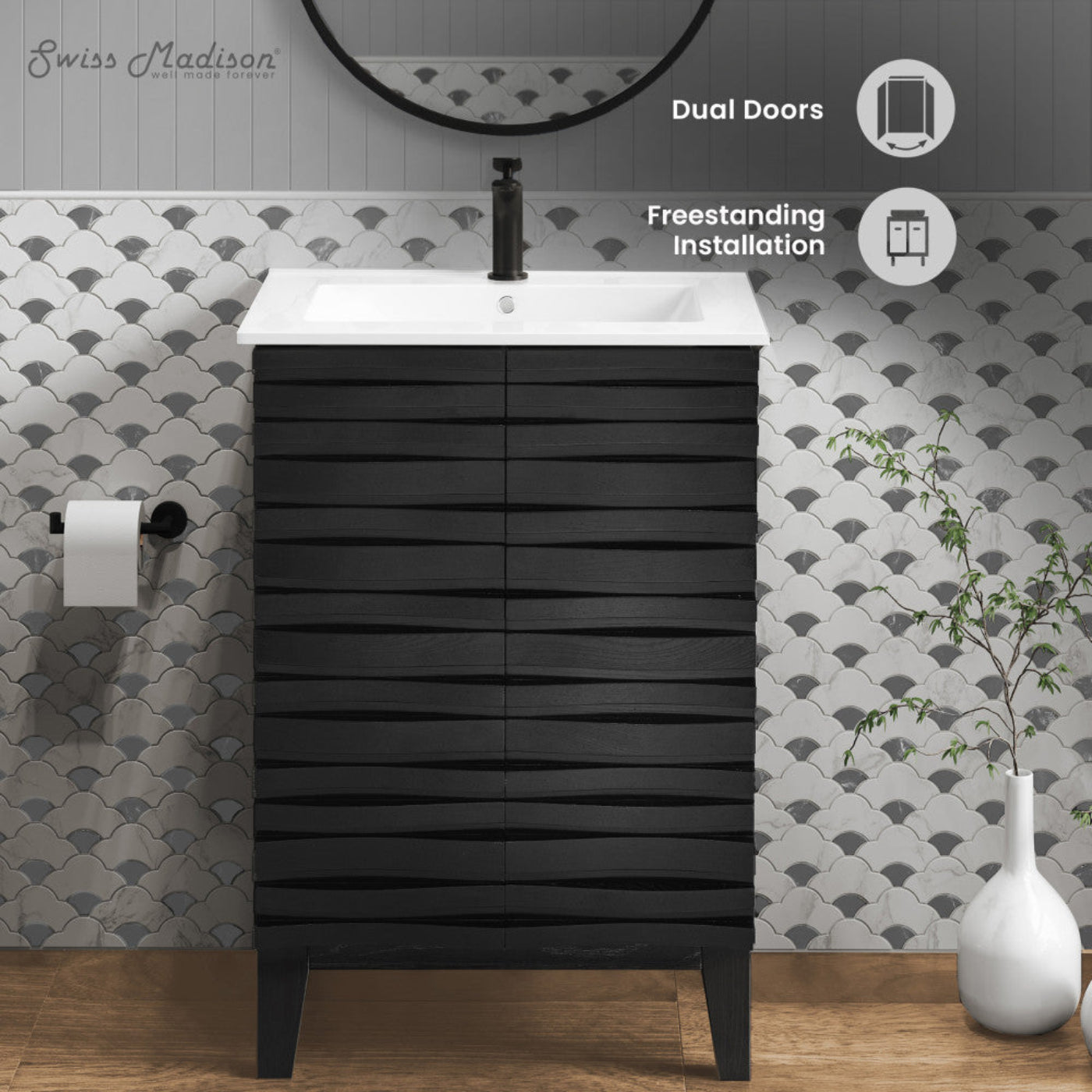 Swiss Madison Cascade 24" Bathroom Vanity in Black - SM-BV470B