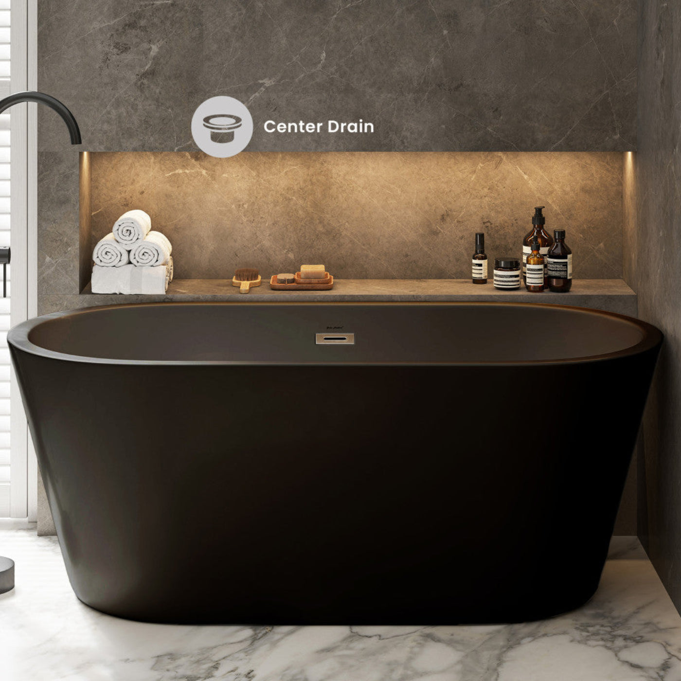 Swiss Madison Claire 60" Freestanding Bathtub in Matte Black - SM-FB590MB